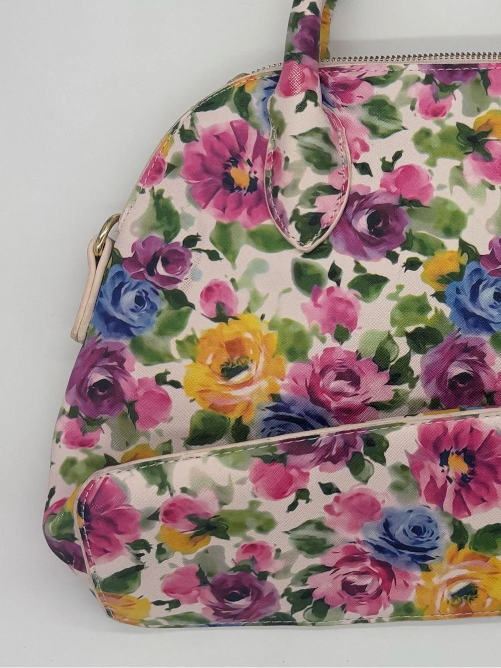 Floral Print Dome Satchel Handbag - Multicolor
